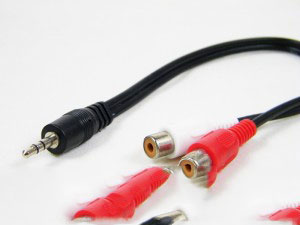 [30CM] 3.5(公)/2RCA(母) 转接线